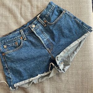 Levi’s white oak cone denim jean cutoff shorts